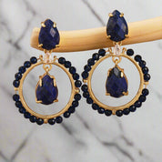 Handmade Round Gemstone Dangle Earrings