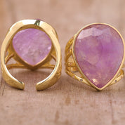 Natural Gemstone Teardrop Ring