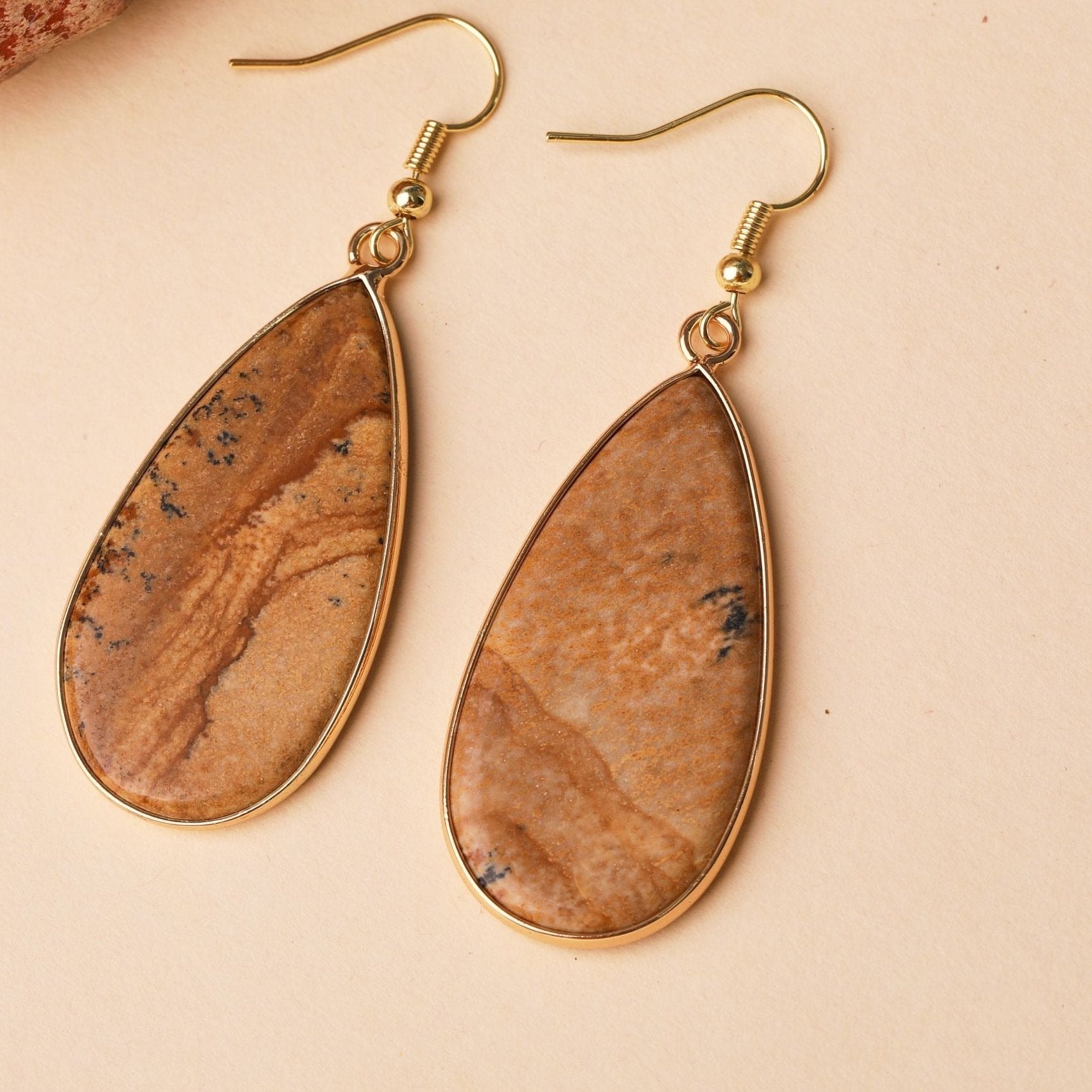 Natural Gemstone Teardrop Earrings