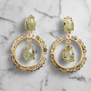 Handmade Round Gemstone Dangle Earrings