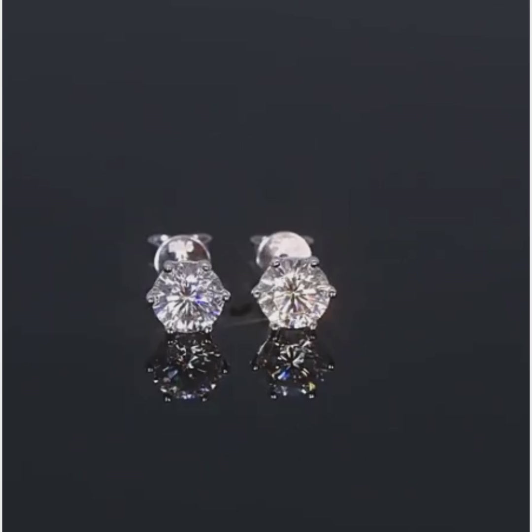 925 Silver 5MM 0.5CT Moissanite Stud Diamond Earrings