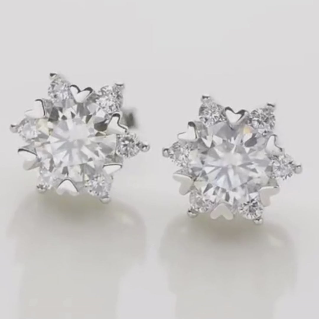 925 Silver 6MM 0.8CT Moissanite Diamond Snowflake Earrings
