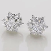 925 Silver 6MM 0.8CT Moissanite Diamond Snowflake Earrings