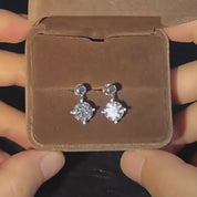 925 Silver 8MM 2CT Moissanite Diamond Two Way Earrings