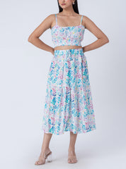 Tiered rayon midi skirt with flowy style
