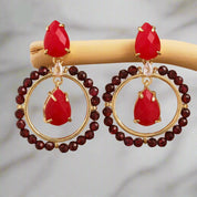 Handmade Round Gemstone Dangle Earrings