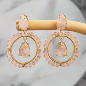 Handmade Round Gemstone Dangle Earrings