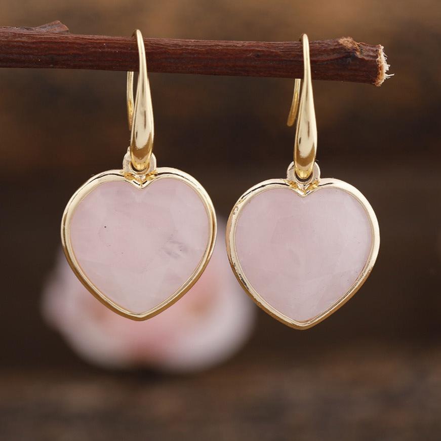 Natural Gemstone Heart Shaped Earrings
