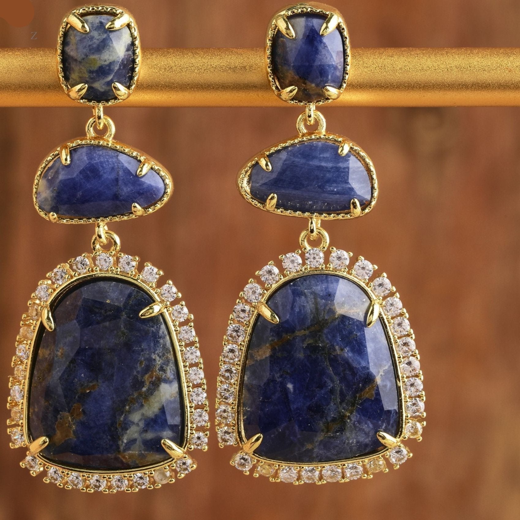 Natural Gemstone Dangle Earrings