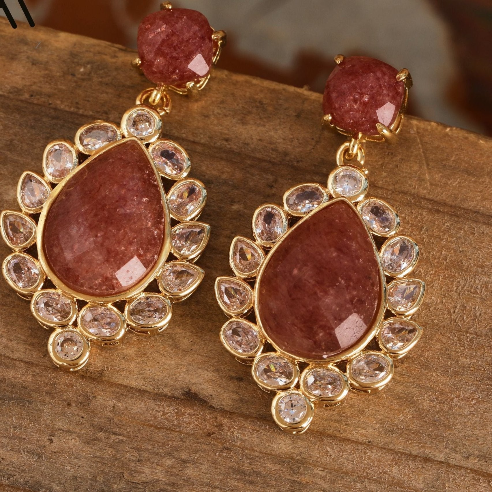 Natural Gemstone Dangle Earrings