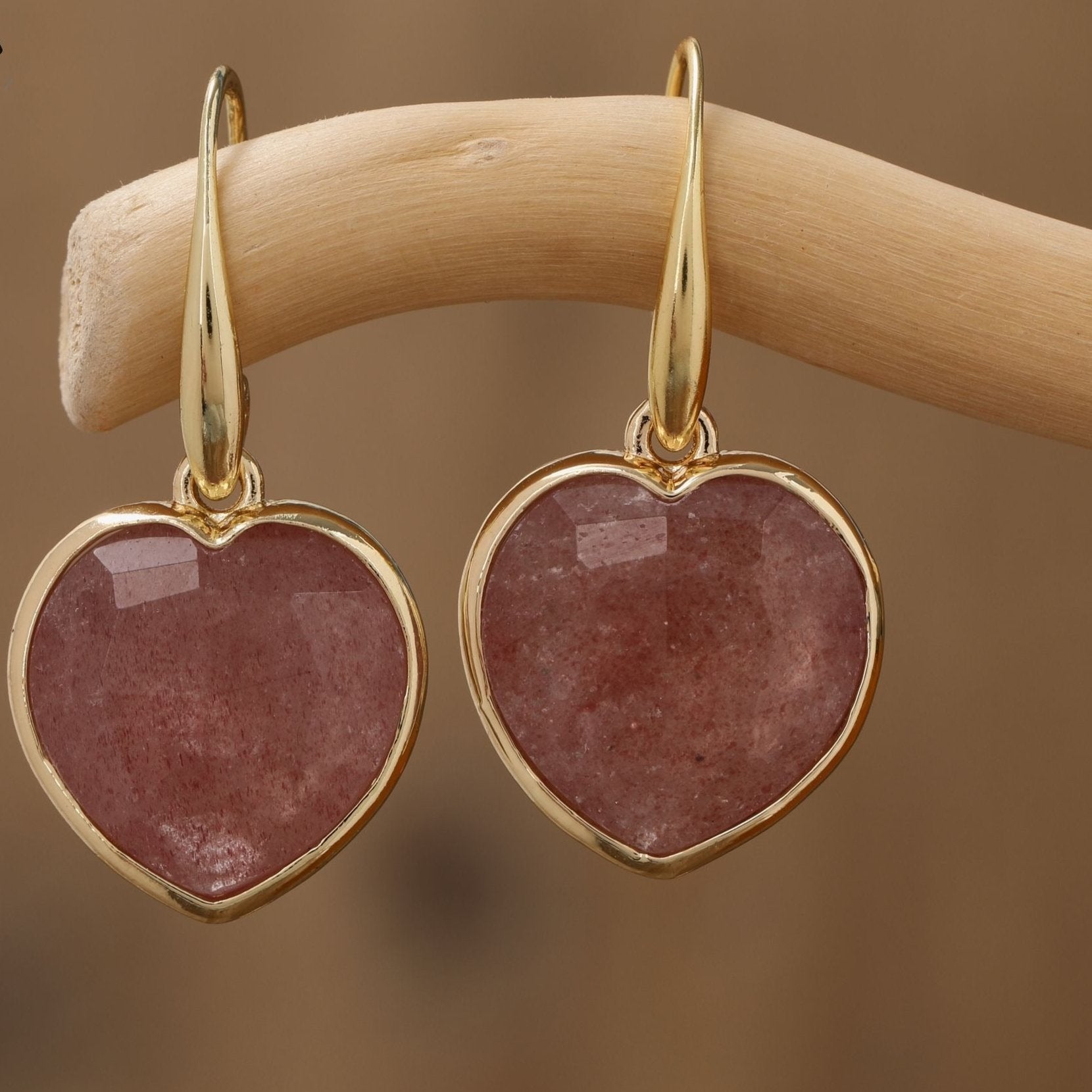 Natural Gemstone Heart Shaped Earrings