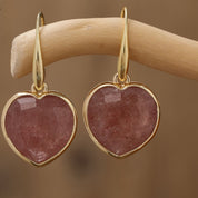 Natural Gemstone Heart Shaped Earrings