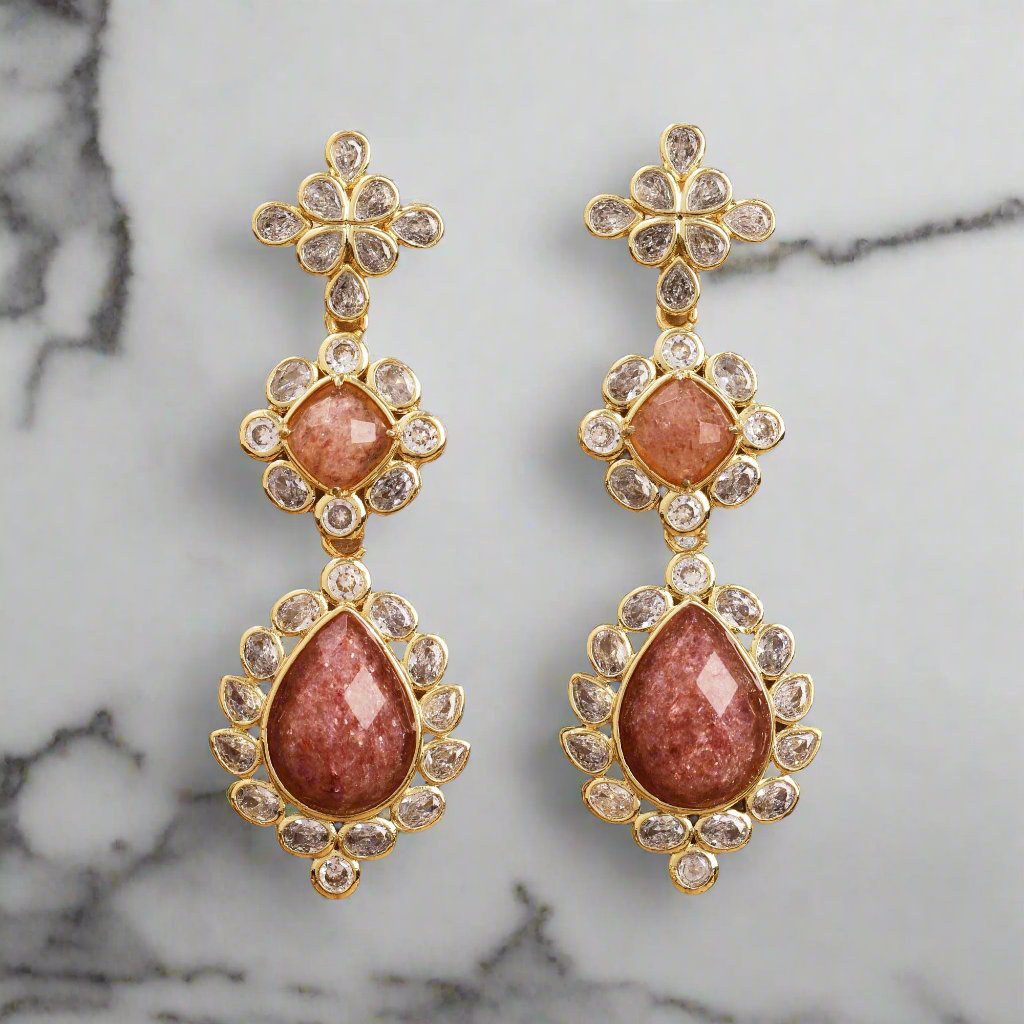 American Diamond & Gemstone Dangle Earrings
