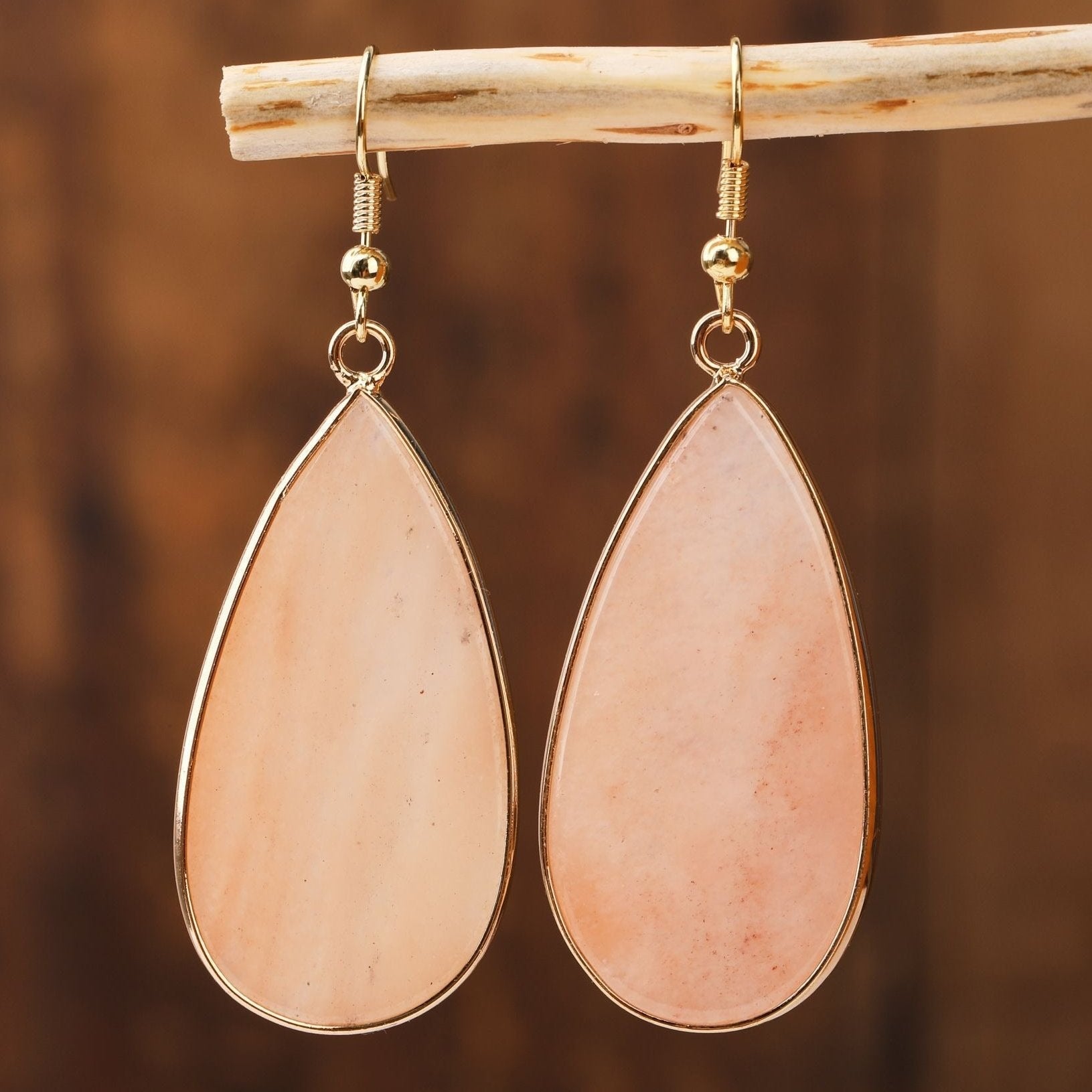 Natural Gemstone Teardrop Earrings