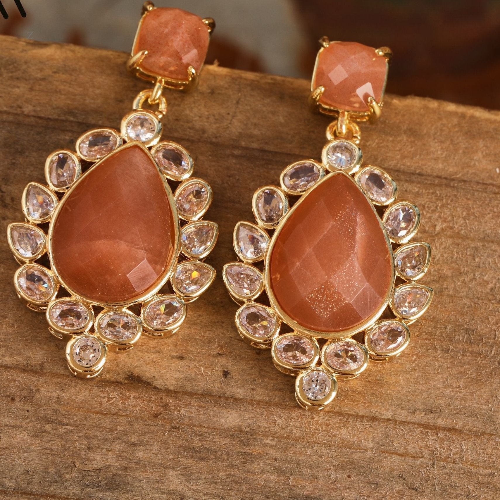 Natural Gemstone Dangle Earrings