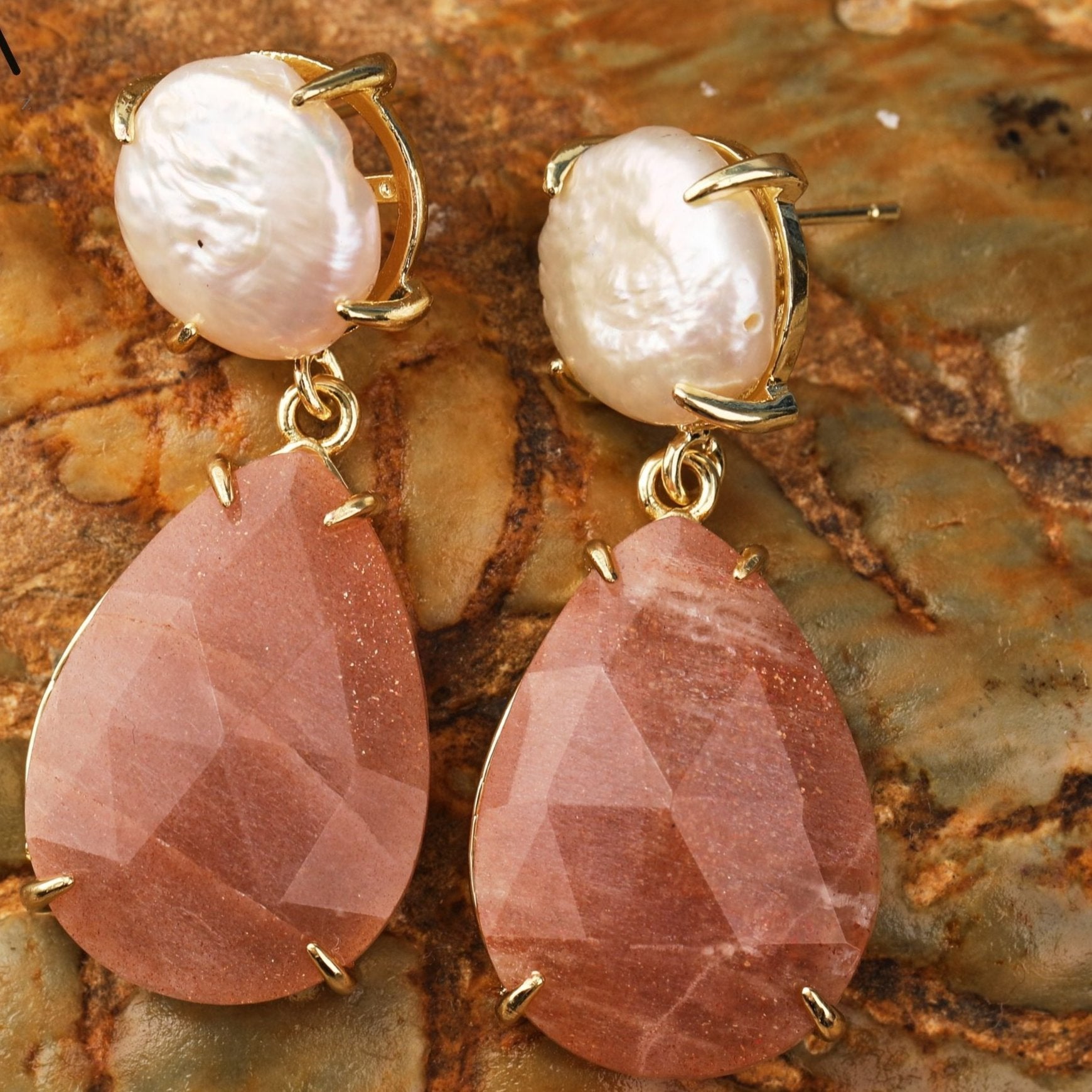 Natural Gemstone Teardrop Earrings