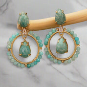 Handmade Round Gemstone Dangle Earrings