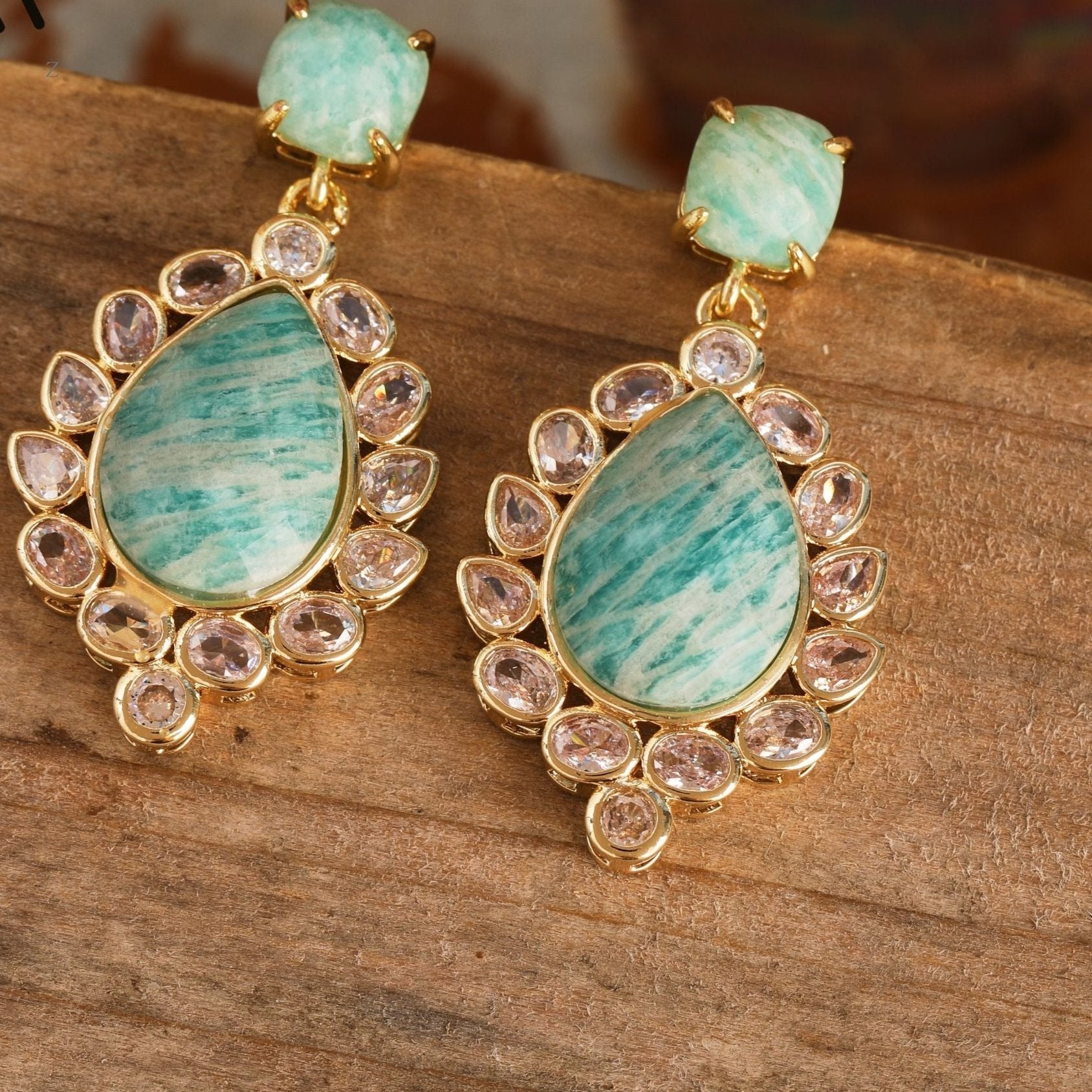 Natural Gemstone Dangle Earrings