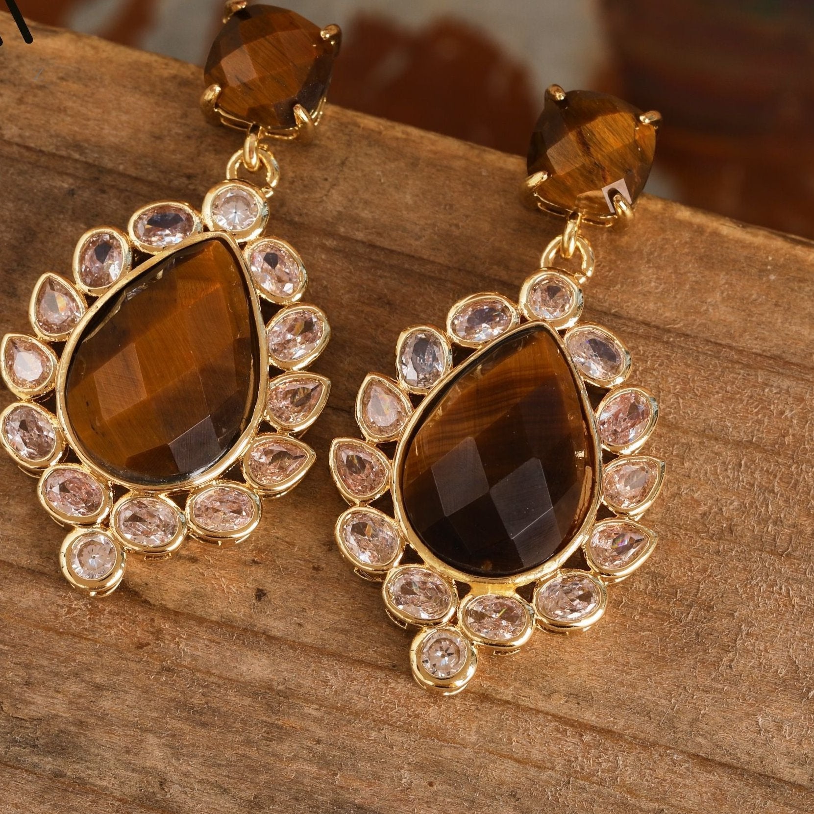 Natural Gemstone Dangle Earrings