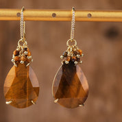 Natural Gemstone Chandelier Hook Earrings