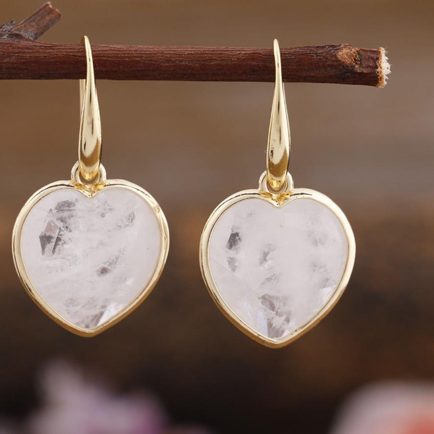 Natural Gemstone Heart Shaped Earrings