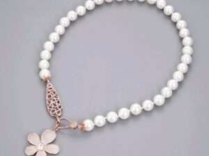 Handmade White Round Sea Shell Pearl Necklace.