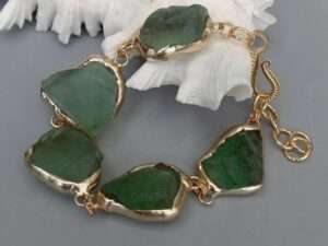Natural Green Fluorite Rough Raw Bead Bracelet.