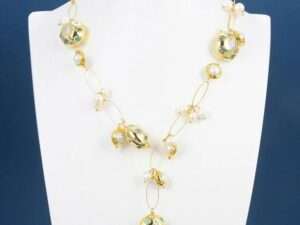 Natural Freshwater Cultured White Keshi Pearl Necklace.