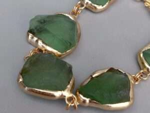 Natural Green Fluorite Rough Raw Bead Bracelet.