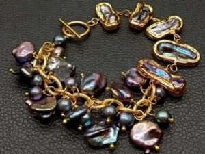 Handmade freshwater Pearl Keshi Pearl Chain Bracelet.