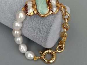 Natural White Rice Pearl Chain Bracelet.