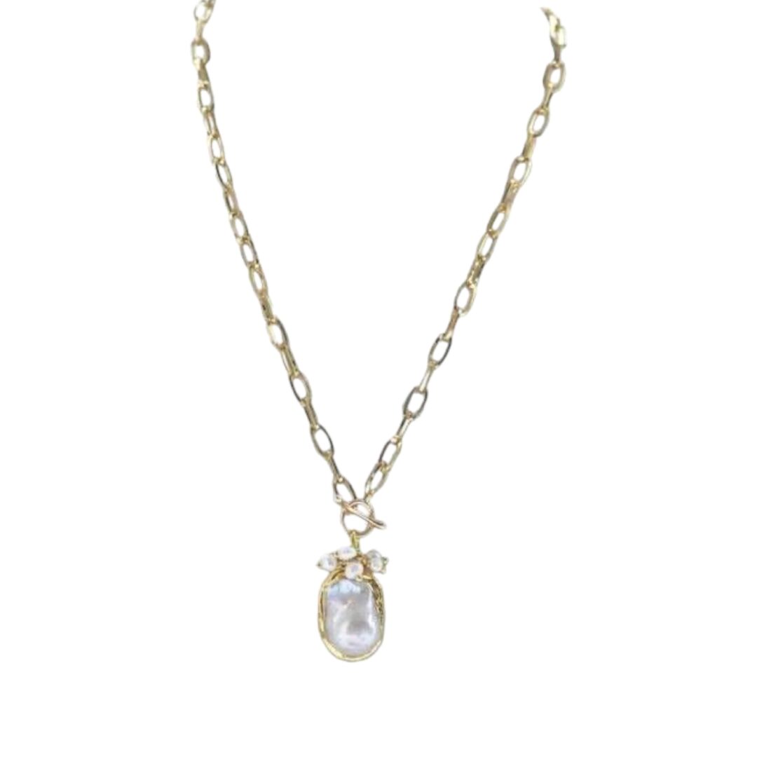 Baroque Keshi Reborn Pearl Gold-plating Pendant Necklace