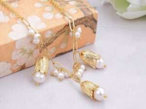 Vintage White Freshwater Pearl Gold Color Plated Chain Necklace