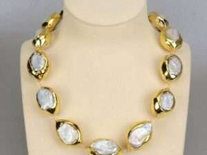 Natural Baroque Keshi Pearl Necklace, Earrings, Bracelet jewelry set.