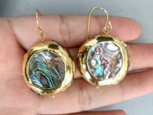 Handmade Multi Color Abalone Shell Earrings.