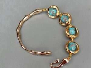 Handmade Blue Murano Glass Bangle Bracelet.