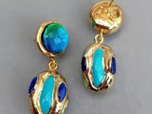 Handmade Blue Murano Glass Drop Earrings.
