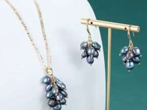 Natural Freshwater Pearls Necklace, Earrings Jewelry Sets for Women.