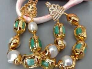 Handmade Green Turquoise Cubic Zirconia pave beads Bracelet.