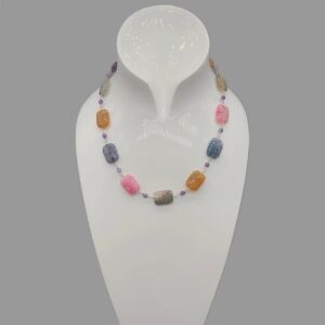Handmade Multicolor Stones Women Fashion Jewelry Necklace.