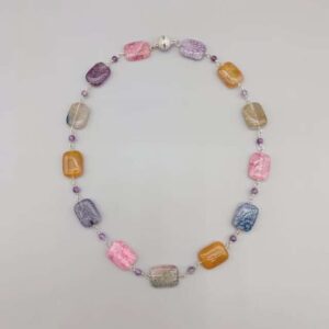 Handmade Multicolor Stones Women Fashion Jewelry Necklace.