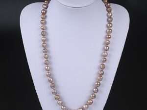 Handmade Metallic Color Baroque Pearl Necklace Bracelet Jewelry Set.