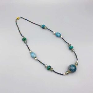 Handmade Blue Aquamarine Agate Statement Women Necklace