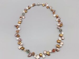 Freshwater Keshi Pearl Crystal Necklace.