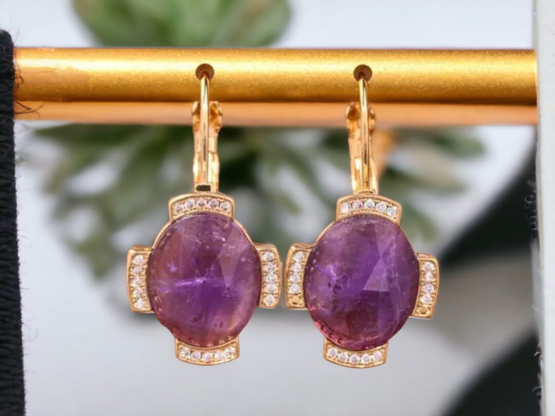 ariastop Gemstone Crystal Gold Earrings
