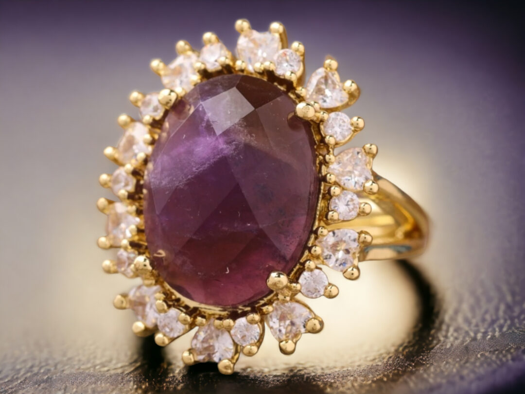 ariastop-Gemstone Crystal Heart Rhinestone Gold Ring