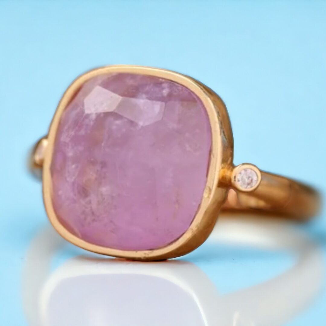ariastop Gemstone Minimalist Crystal Stone Square Shape Gold Ring