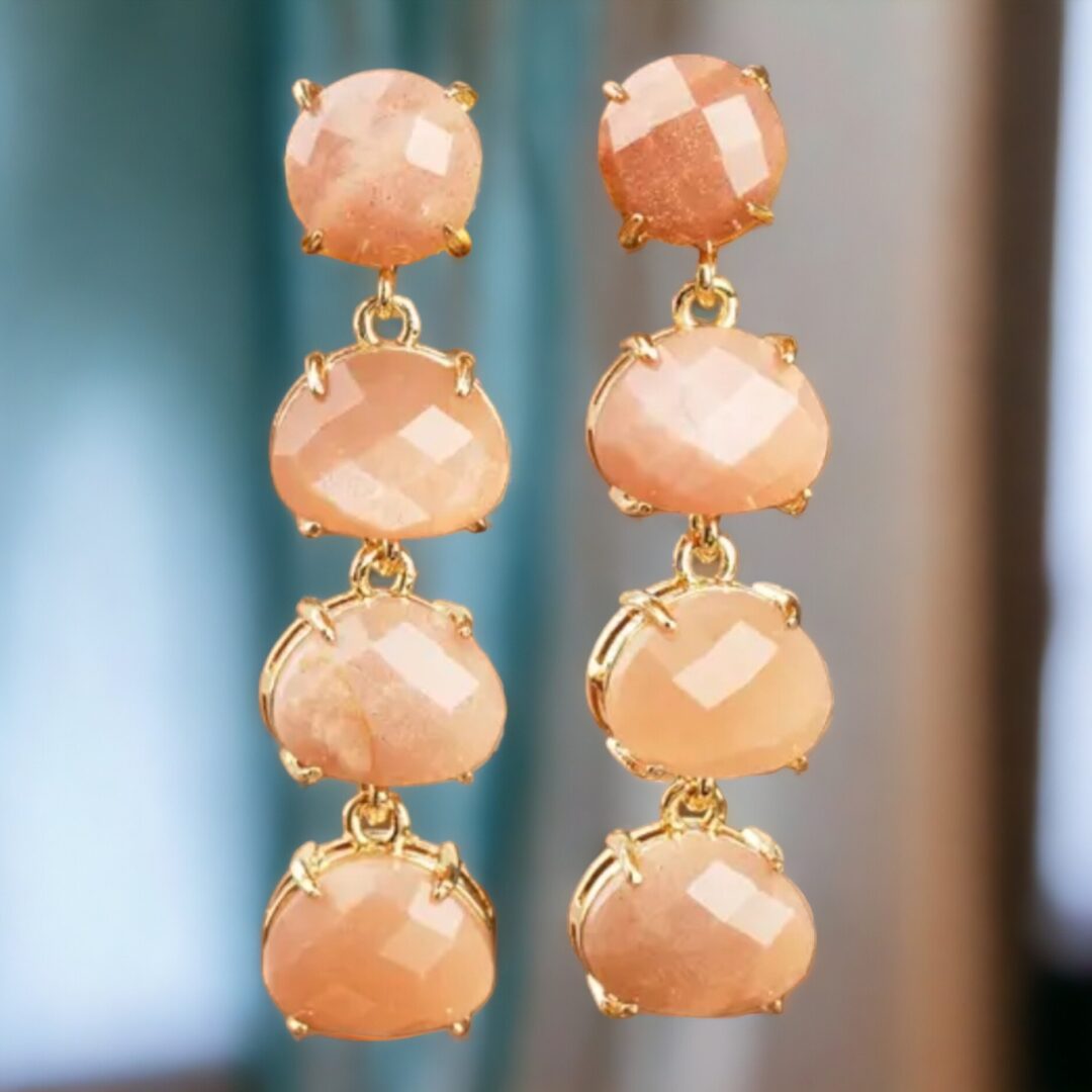 ariastop Natural Crystal Gemstone Dangle Stud Earrings