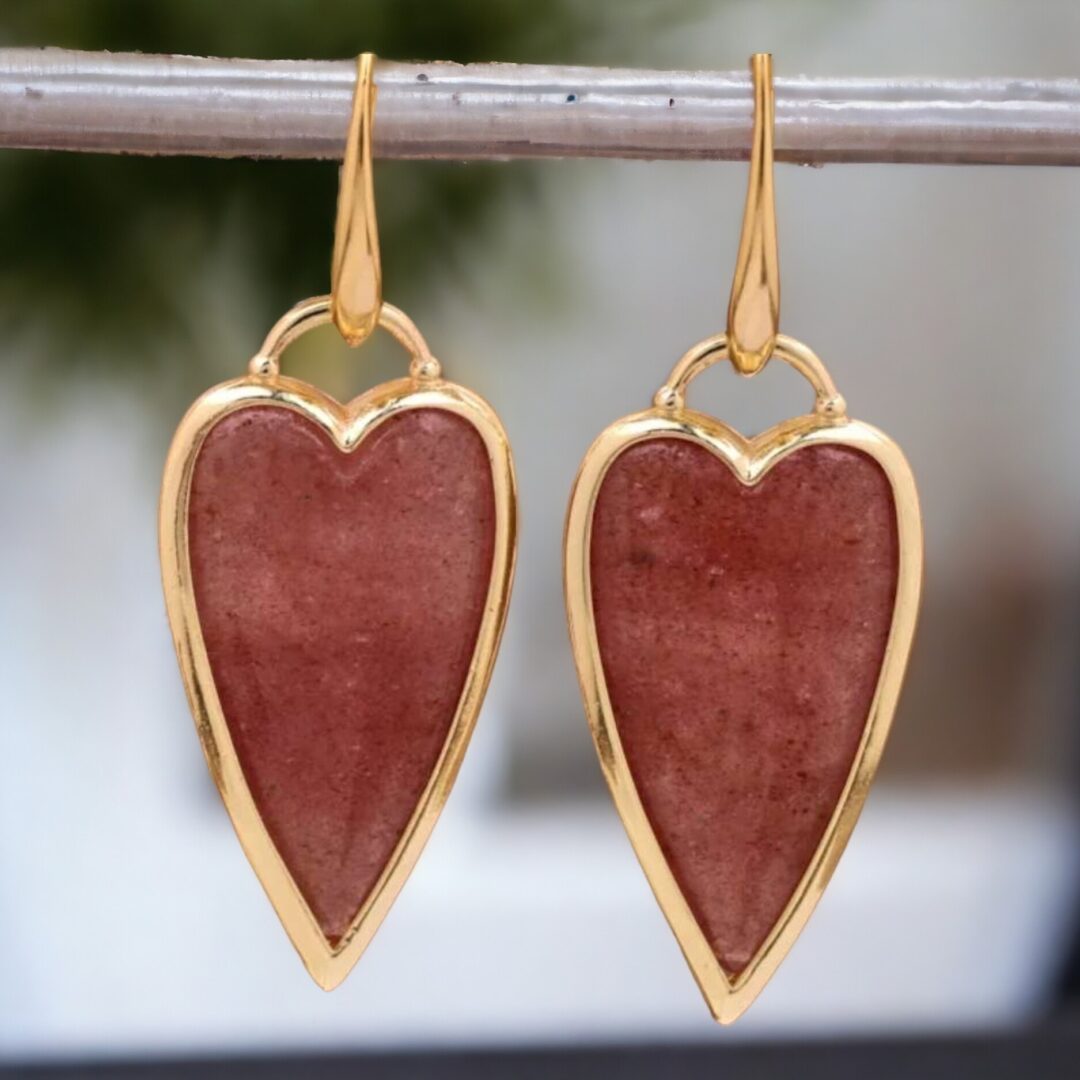 ariastop Natural Gemstone Heart Dainty Crystal Earrings
