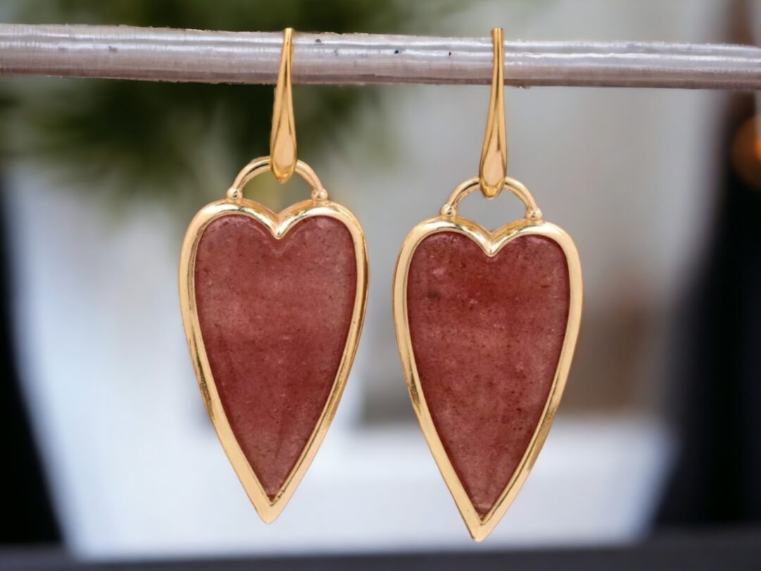 ariastop Natural Gemstone Heart Dainty Crystal Earrings